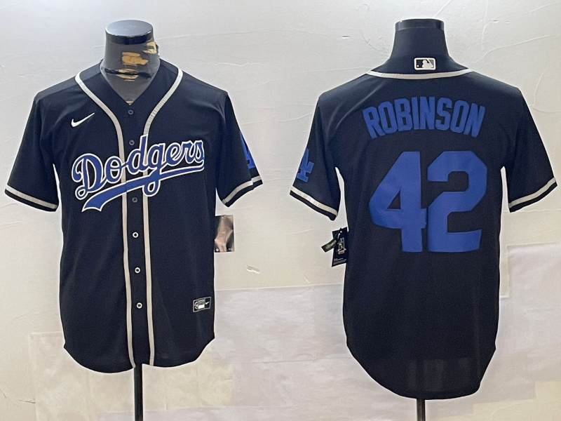 Men's Los Angeles Dodgers Jackie Robinson #42 Black Jersey